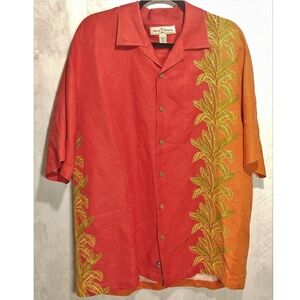 Tommy Bahama Linen/Silk Short sleeve Beach Hawaiian loose fitting Shirt Sz L